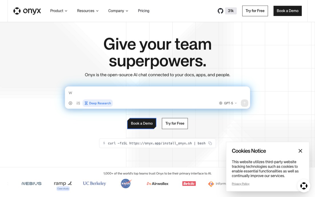 Screenshot of the Danswer website