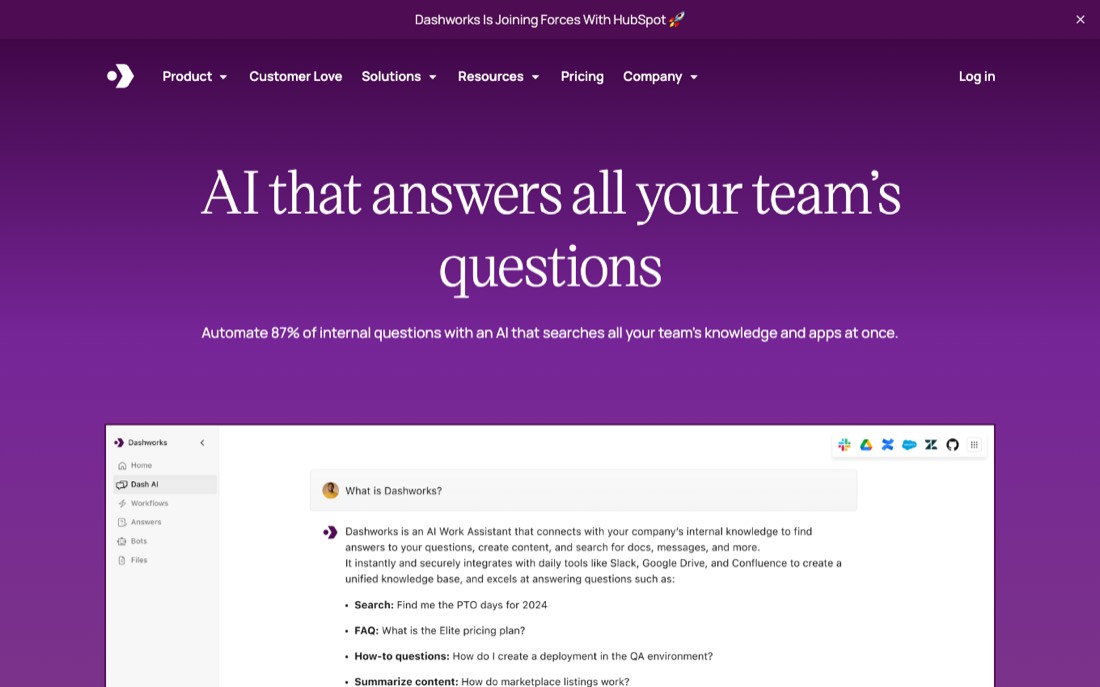 Screenshot of the Dashworks website