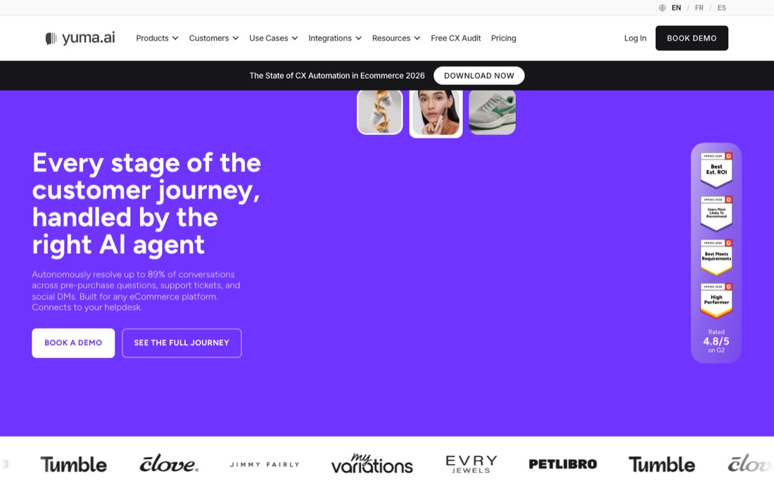 Screenshot of the Yuma website